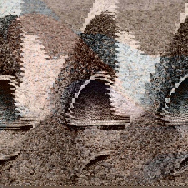 Shaggy Rug Geometric Design Brown