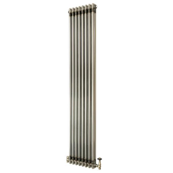 Traditional 2 Column Radiator & Valves – 1800mm x 380mm - Raw Metal