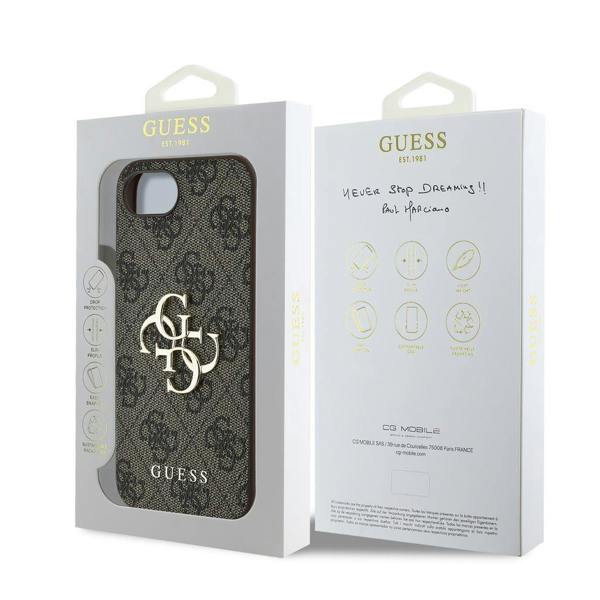 Guess PU 4G Metal Big Logo Case for iPhone 16e 6.1" Brown - GUHCPSE44GMGBR