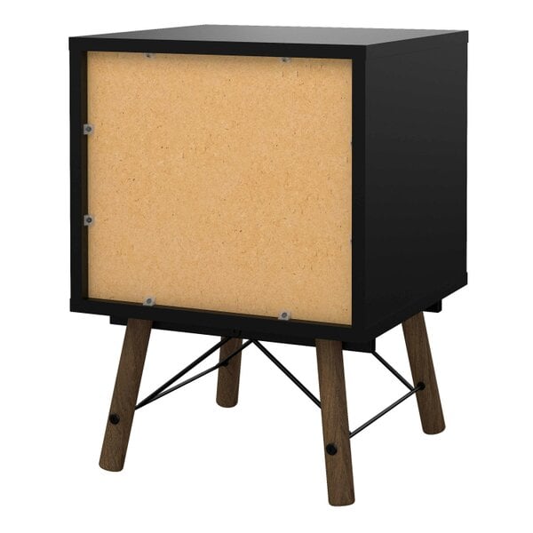 Wyld Haus Juno Black and Walnut Wood Bedside Table 2 Drawer