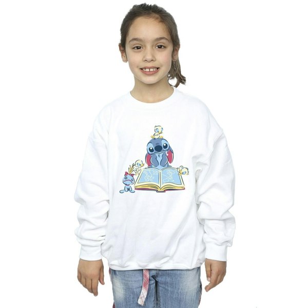 Disney Girls Lilo & Stitch Reading A Book Sweatshirt - White