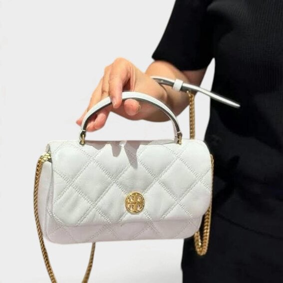 Tory Burch Willa Glazed Mini Top Handle Bag White