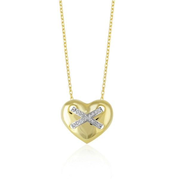 Spero London Heart X Necklace in Sterling Silver Gold Vermeil