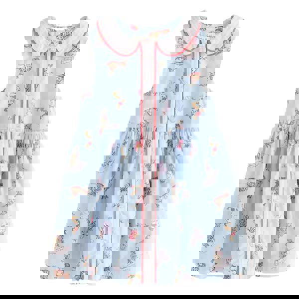 Cath Kidston Girls Dog Print Cotton Collared Dress - Blue - 