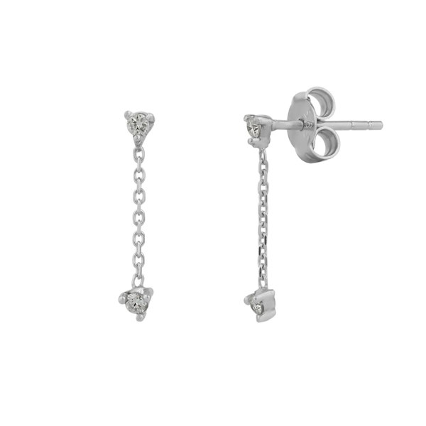 Spero London Fine Double Diamond Drop Earrings 14ct Solid Gold