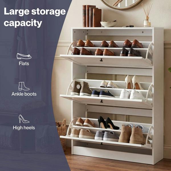 Levede Tall Shoe Cabinet Flip Shoe Storage Unit Slim Hallway Organiser