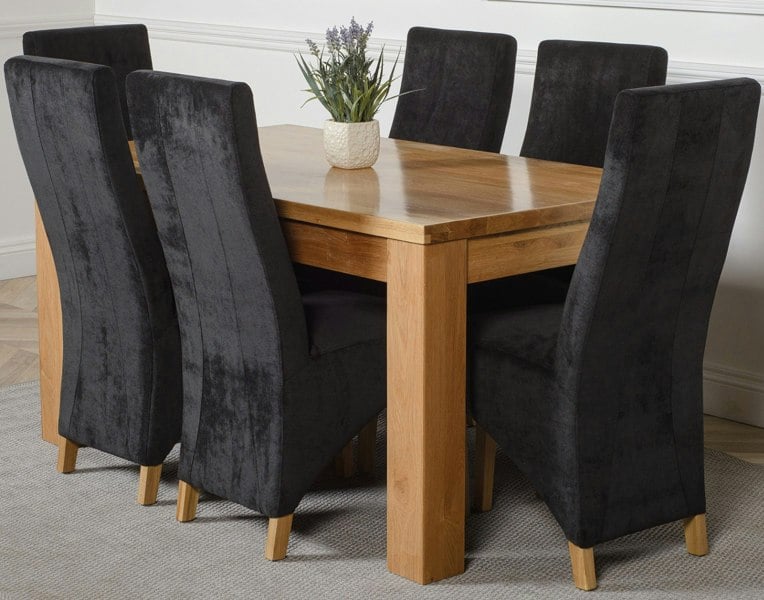 That's Furniture Dakota Medium Oak Dining Table with Lola Fabric Chairs