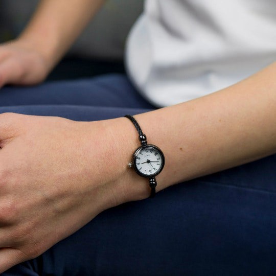 The Colourful Aura Stainless Steel Roman White Dial Bangle Adjustable Bracelet Watch