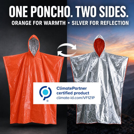 aZengear Reversible Emergency Survival Foil Poncho (4pc)