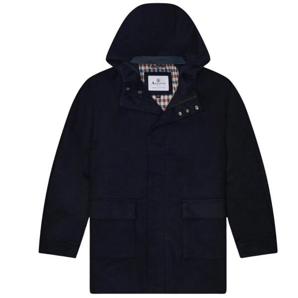 Aquascutum Active Wool Hooded Active Coat Navy L