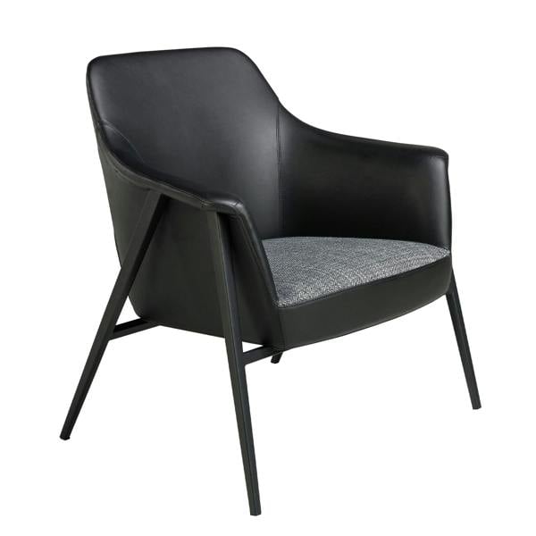 Angel Cerdá Grey Fabric and Black Leatherette Swivel Armchair 5080