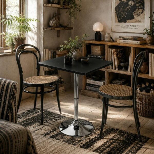 Wyld Haus Eltani Metal And Wooden Black And Silver H8 Adjustable Swivel Bar Table