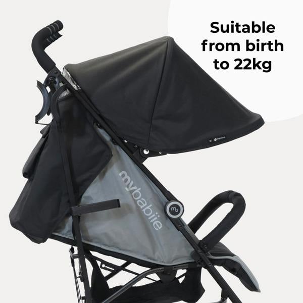 My Babiie MB02 Lightweight Stroller - Black and Grey