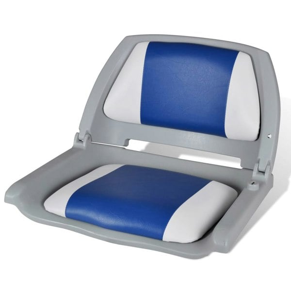 Berkfield Boat Seat Foldable Backrest With Blue-white Pillow 41 x 51 x 48 cm