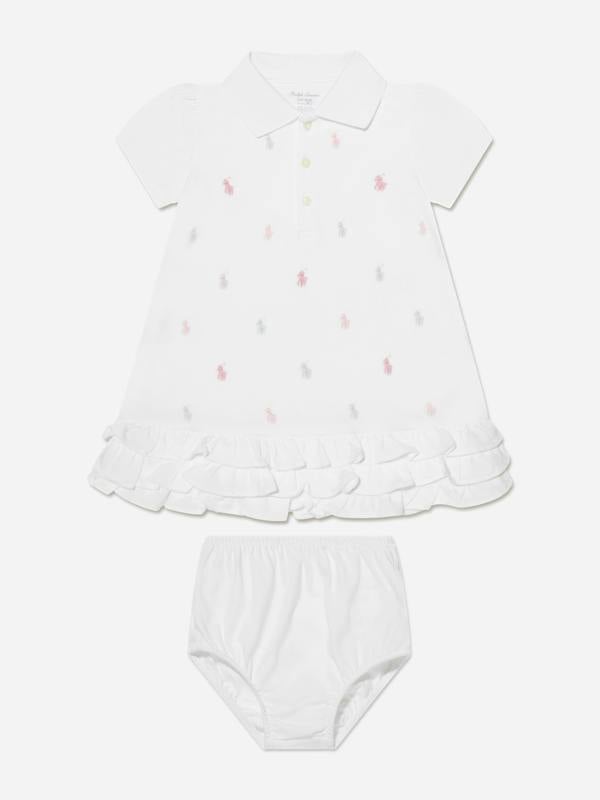 Ralph Lauren Kids Ralph Lauren Baby Girls Schiffli Dress With Bloomers in White