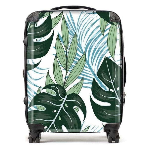 Warren Reed Tropical Pattern With Bright Plants And Flowers Suitcase