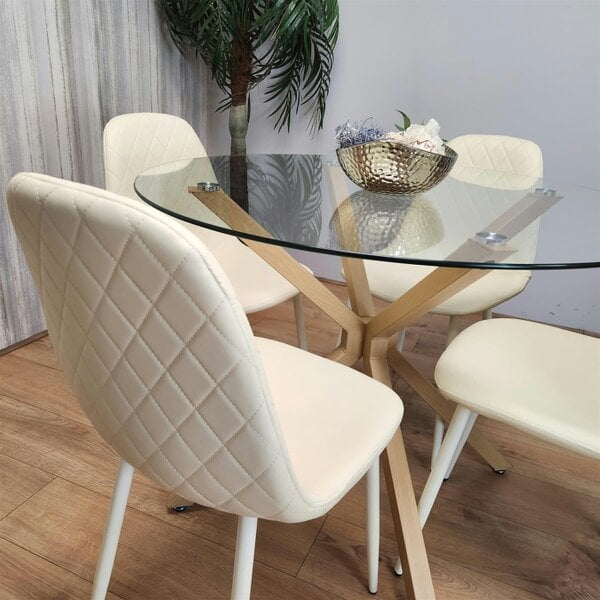 Kosy Koala Forest Round Glass Table + 4 cream gem