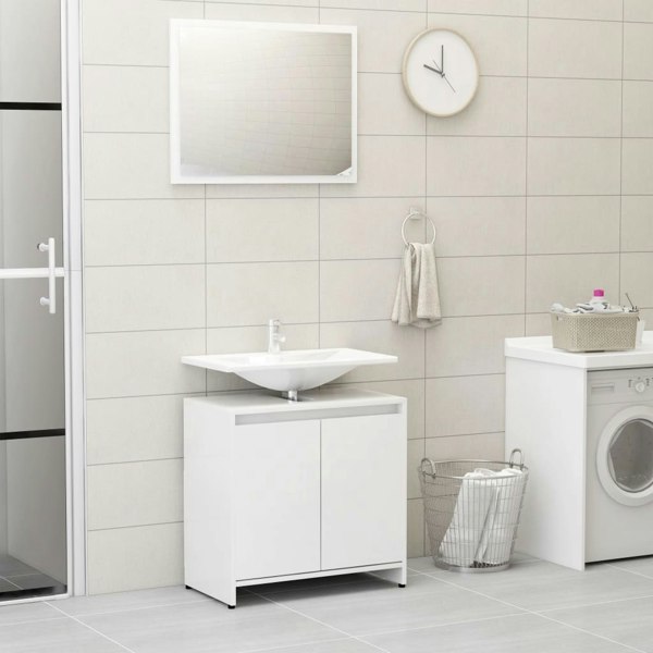 Berkfield Bathroom Furniture Set High Gloss White Engineered Wood