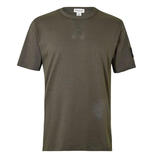 Calvin Klein Mens Badge Crew Neck Regular T-Shirt - Beluga - 
