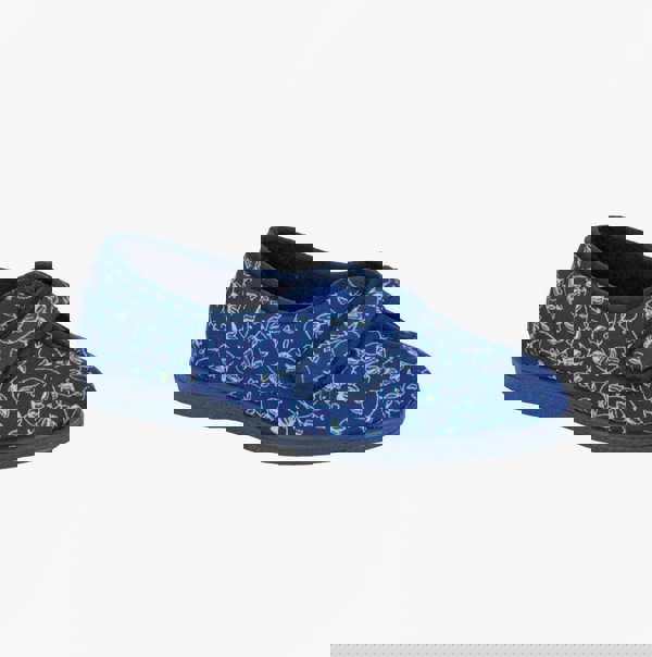 Sleepers IVY Womens Full Slippers Navy Blue Floral