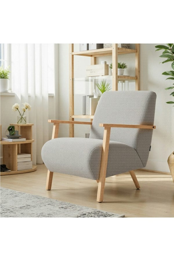 Living and Home Grey Chenille Upholstered Armchair