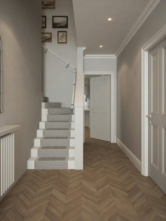Handrails Direct Montford Soft White Marble Single Winder Handrail