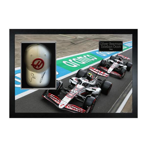 Oliver Bearman & Esteban Ocon Signed Haas F1 Cap Iconic Frame (ACG Cert)