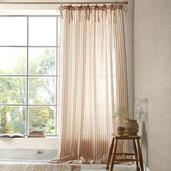 Pineapple Elephant Zanzibar Woven Stripe Voile Curtain Panel Clay