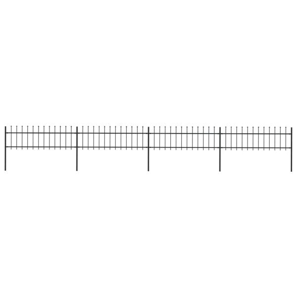 Berkfield Garden Fence with Spear Top Steel 6.8x0.6 m Black