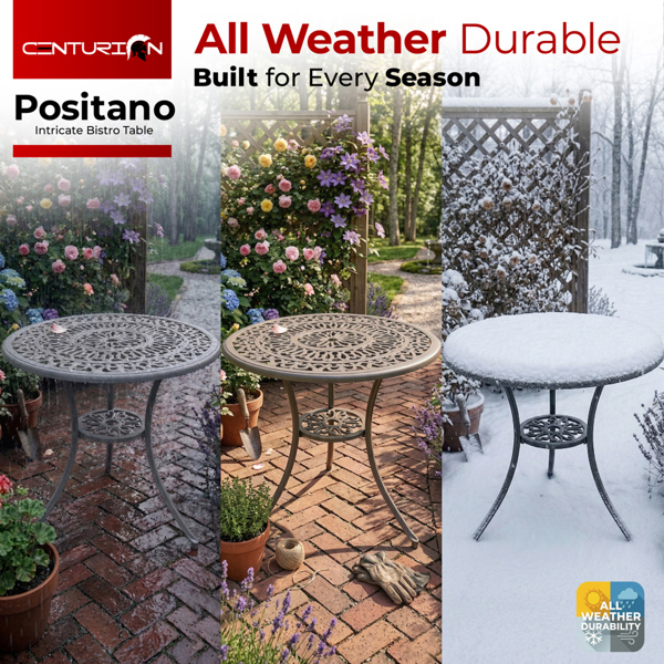 Centurion Supports POSITANO Garden and Patio Grey Cast Aluminium Bistro Table