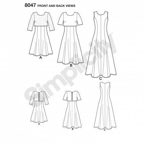 Simplicity Sewing Pattern 8047, Dresses for Women, H5 (6-8-10-12-14) - Intermediate