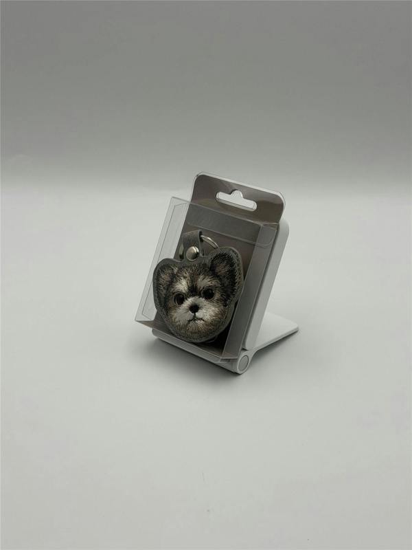 Nimmy Friends Nimmy Big Eye Cute Pet Yorkie Dog Face Airtag Keychain Grey - N-XDY-YSK-027