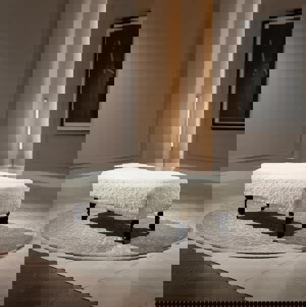 ISTOOLS Cuddle Fabric Off-White Footstool – Comfortable, Stylish, and Multi-Purpose