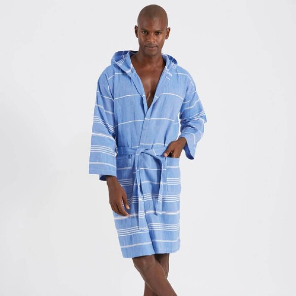Cotton and Olive Trendy Unisex Cotton Hammam Robe, Royal Blue | SECONDS
