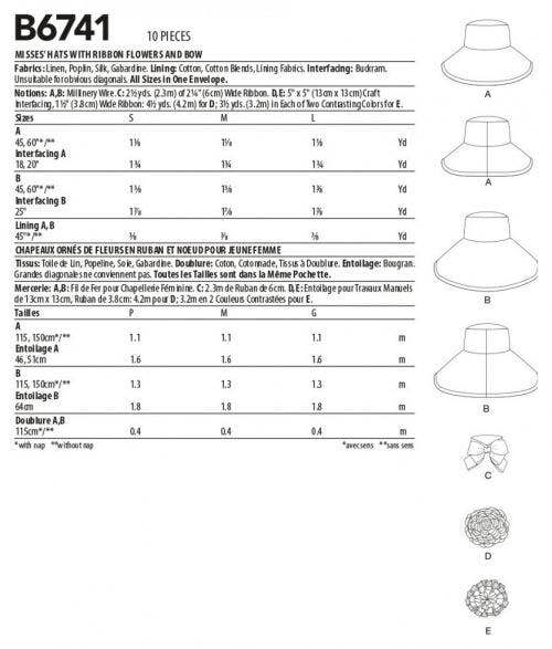Butterick Sewing Pattern 6741, Headwear for Women, A (S-M-L) - Intermediate