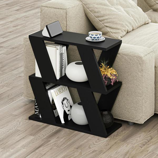 Decortie Lazena Modern 3-Tier Side Table, Slim Particleboard End Table H55.4cm