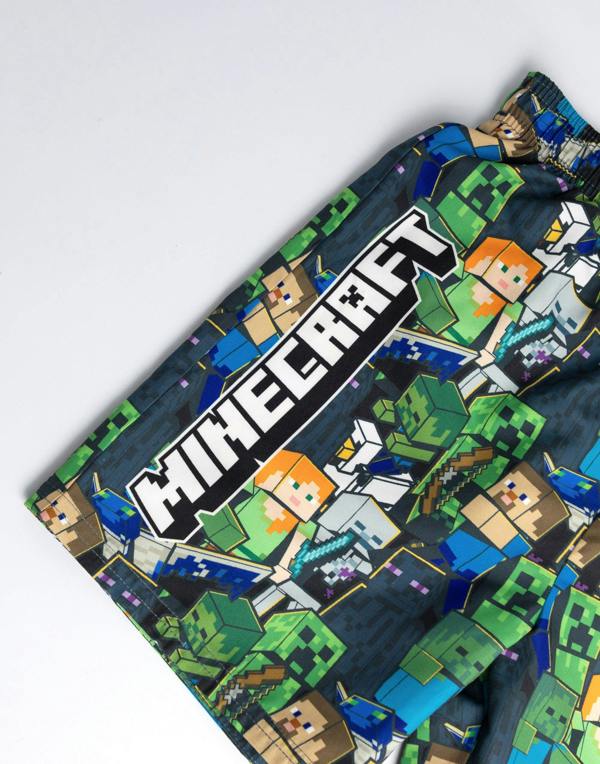 Vanilla Underground Minecraft Boys Green Oversized Character Swim Shorts
