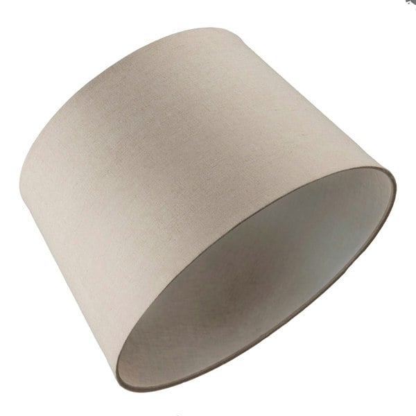 Designer Taupe Beige Naturally Textured Linen Lamp Shade in Drum Shape Image 5
