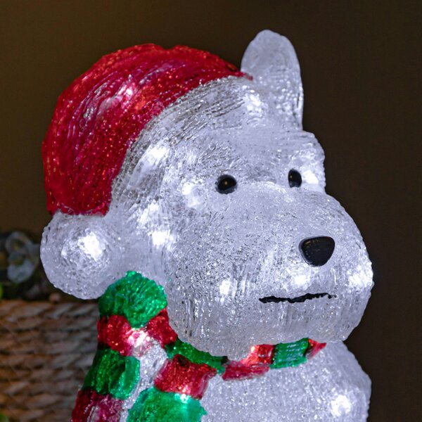 Samuel Alexander 31cm Light up Acrylic Christmas Westie Dog Decoration with 40 White LEDs