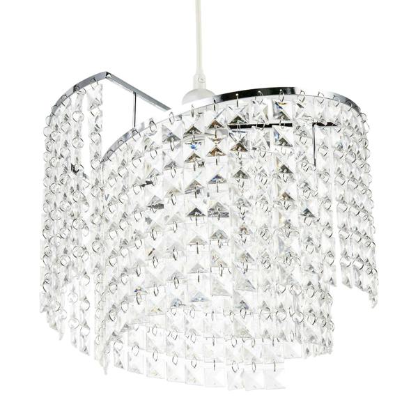 Modern Chrome Chandelier Pendant Shade with Cascading Acrylic Panels Image 4