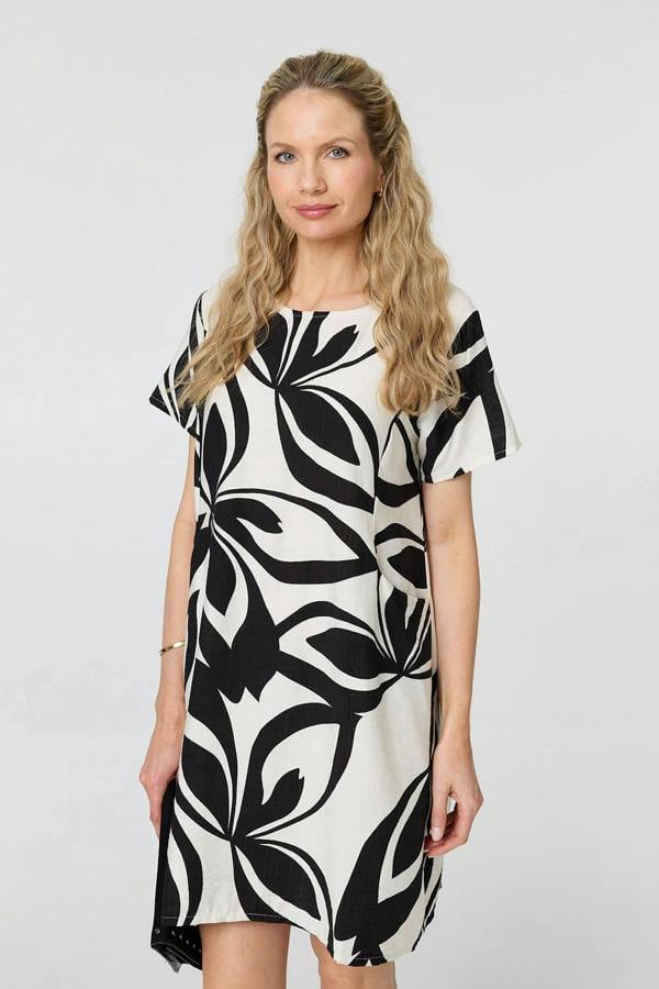 White | Printed Short Sleeve Short Shift Dress