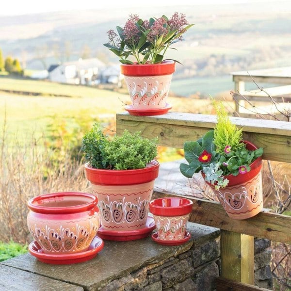 Verano Spanish Ceramics Bola Plant pot - Inca Red