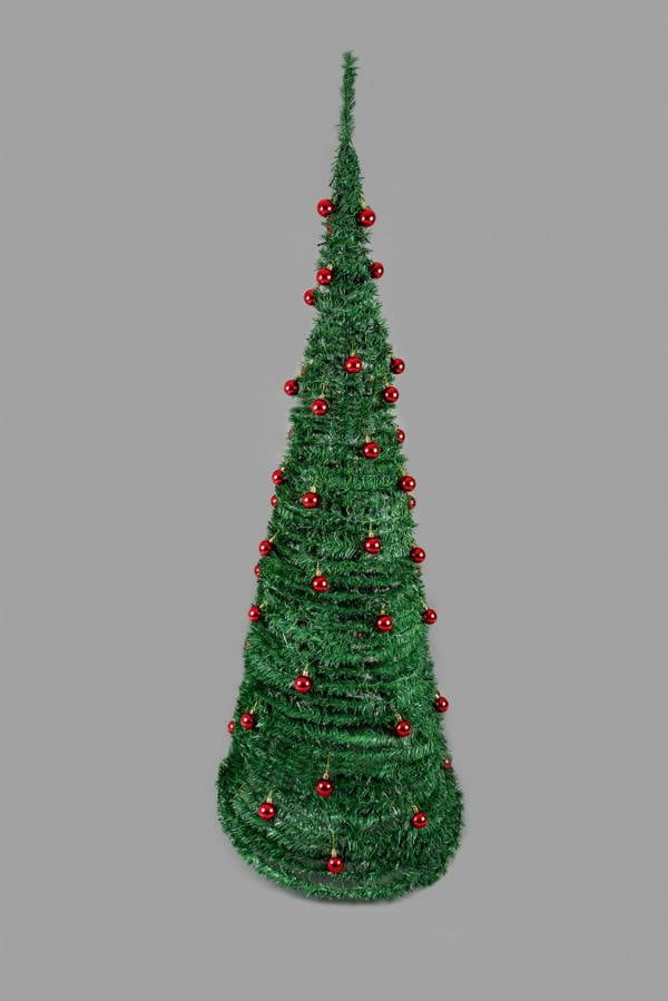 4ft to 6ft Pre-Lit Pop-Up Christmas Tree with Warm White LEDs and Red Baubles image 9