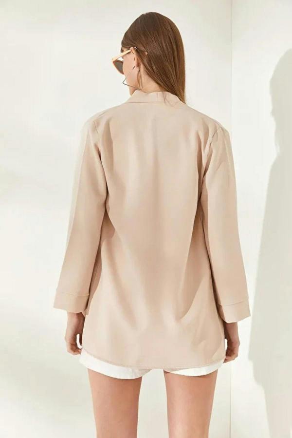 Hoxton Gal Satin Shawl-Collar Blazer