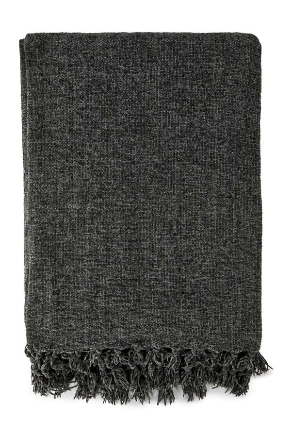 Emma Barclay Darcy Tassel Charcoal Blanket/Throw