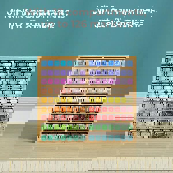 Levede Marker Pen Storage Bamboo 18 Compartment Desk Organiser Craft Stationary