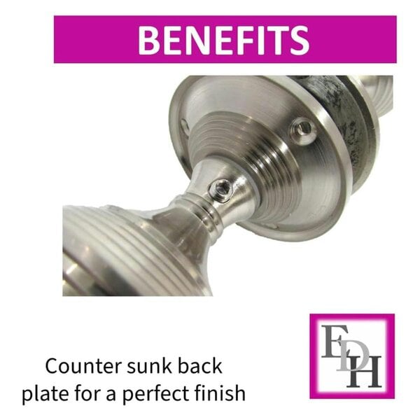 EDH Door Hardware Queen Anne Reeded Mortice Door Knobs, Interior Door Knobs for Home, Round Internal Door Knob with Tubular Latch
