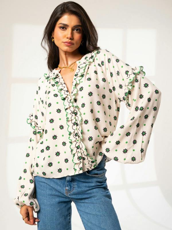 Rose & Nancy Joyce Cream Daisy Polka Dot Blouse