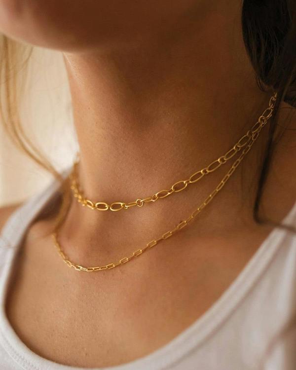 Thin Paperclip 18K Gold Chain Necklace - Necklaces - Elk & Bloom