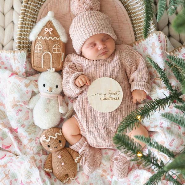 cuddle+kind - Christmas Baby Animal Collection - Baby Snowman - Blush